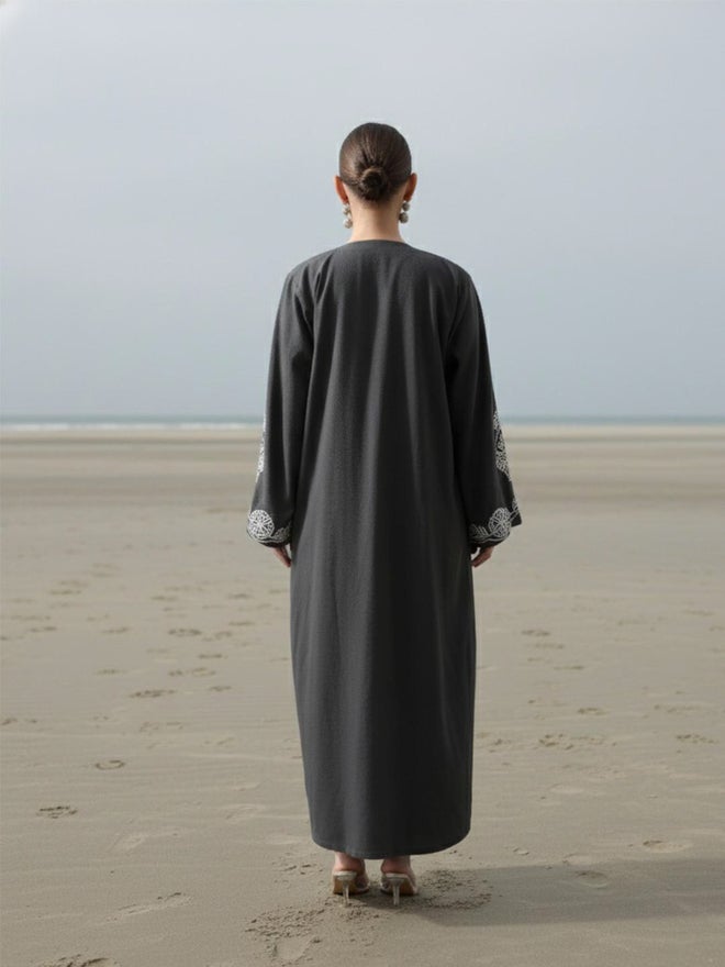 ISHIN 3-Piece Embroidered Abaya, Maxi Dress and Hijab Set - Image 4